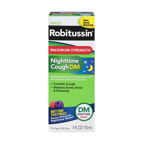 Robitussin Maximum Strength NightTime Cough DM Liquid, Wildberry Flavor, 4 oz